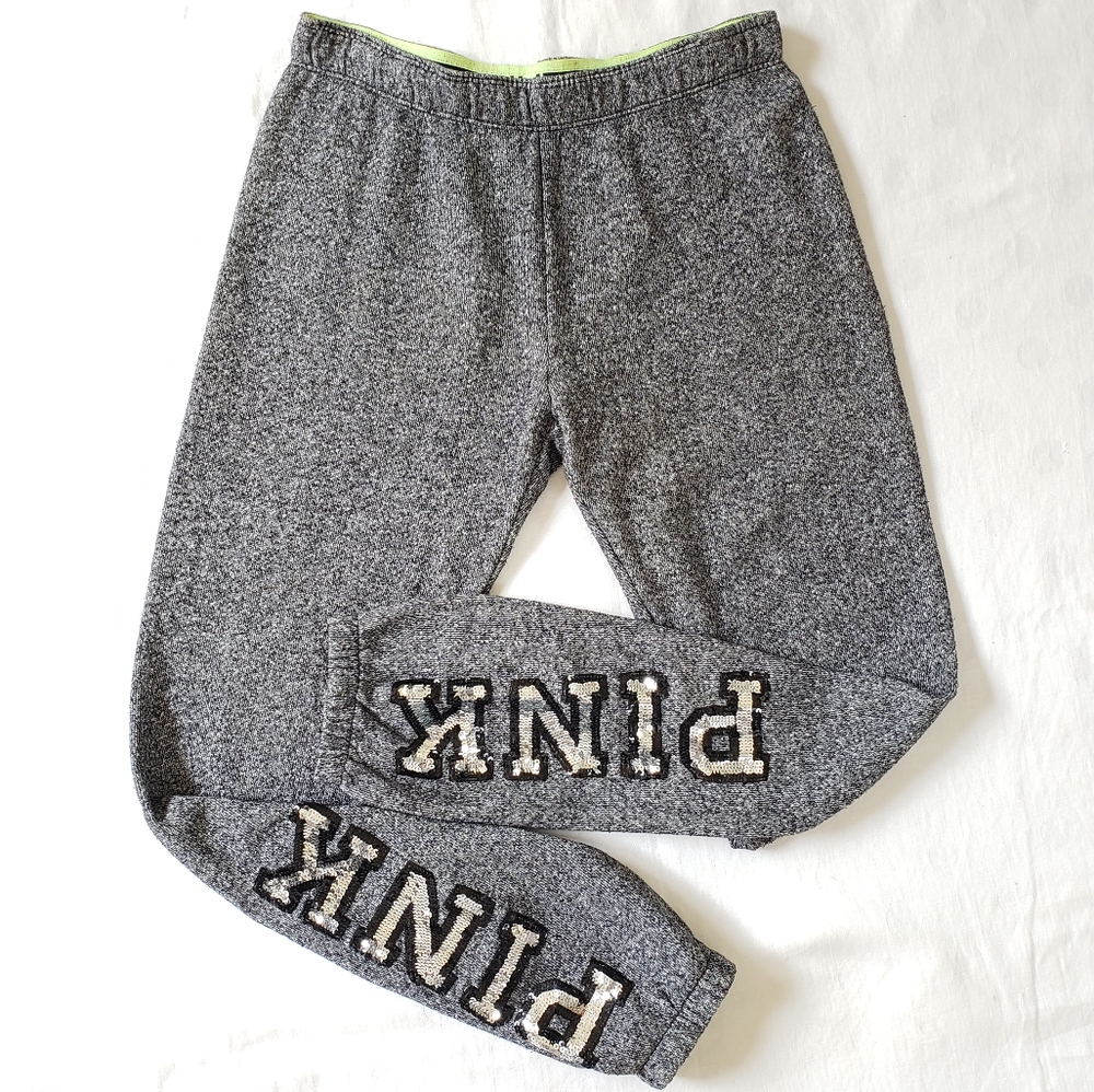 PINK Victoria's Secret Gray Track Pants 2014 Bling Sequined